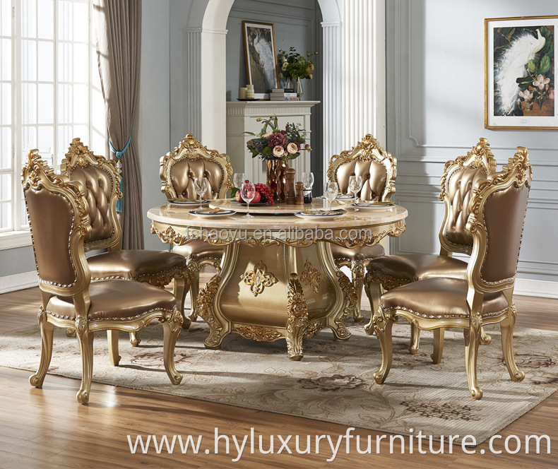 Royal home furniture dining room chairs modern leather rectangular marble dining table